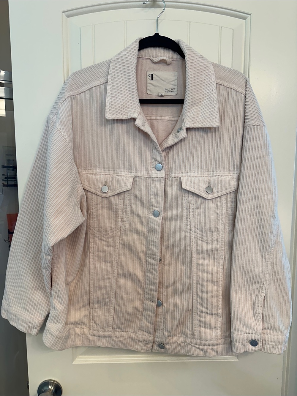 Pilcro Oversized Corduroy Jacket in Pale Blush
